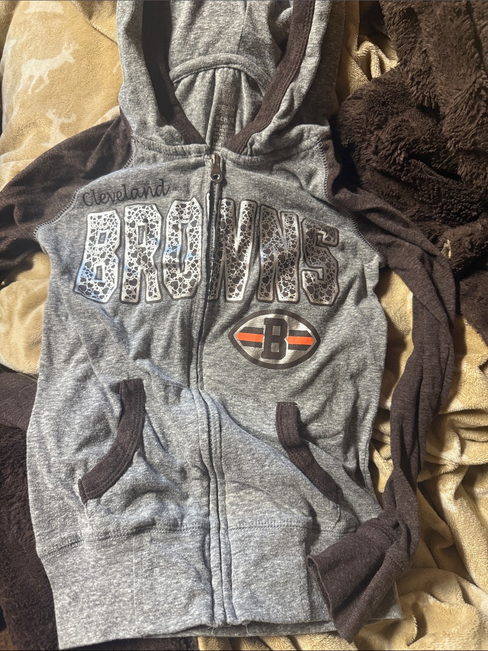 Cleveland Browns kids Gray Zip Hoodie Sweater